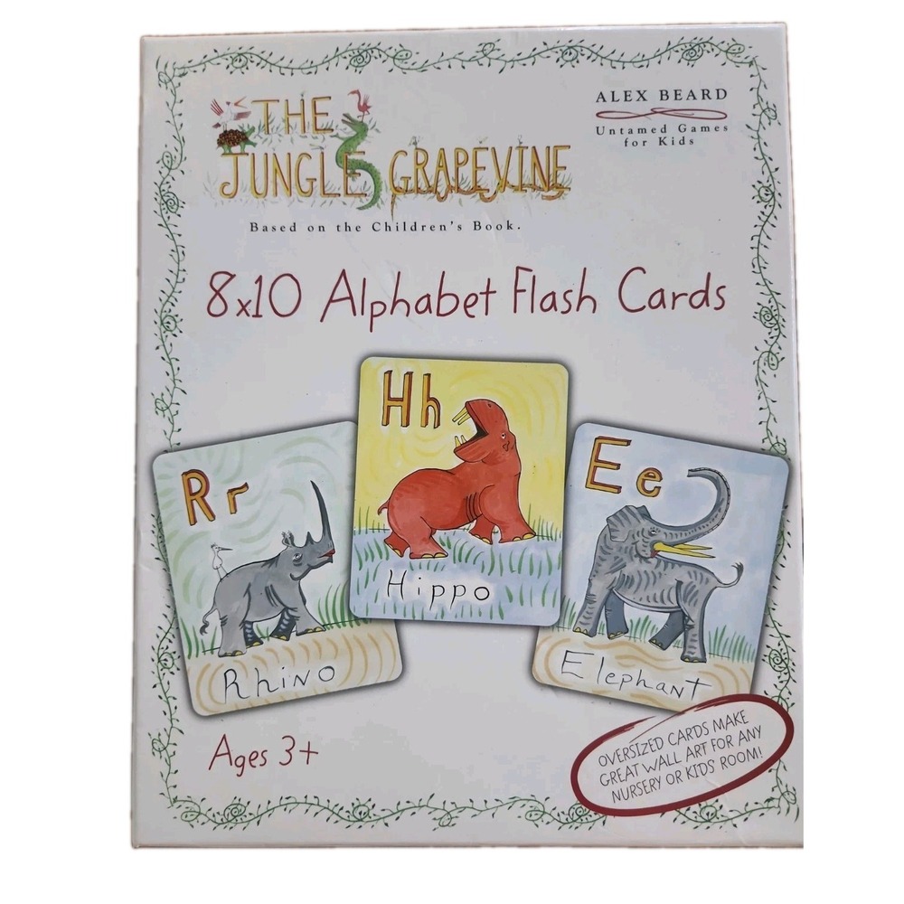 8x10 Alphabet Flash Cards Based On Children's Book The Jungle Grapevine / Beard